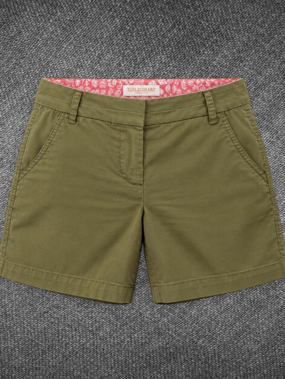 Tori Richard Olive Green Stretch Chino Shorts Size 4